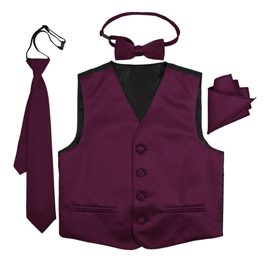 Purple BOYS 4 PIECE SATIN VEST SET